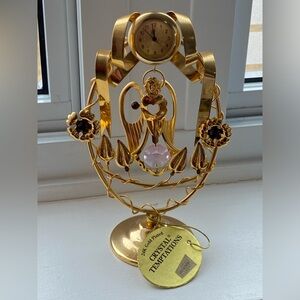 Crystal temptations 24k gold plated miniature clock